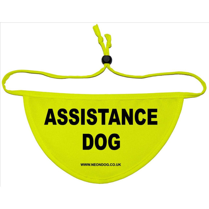 ASSISTANCE DOG  - Fluorescent Neon Yellow Dog Bandana