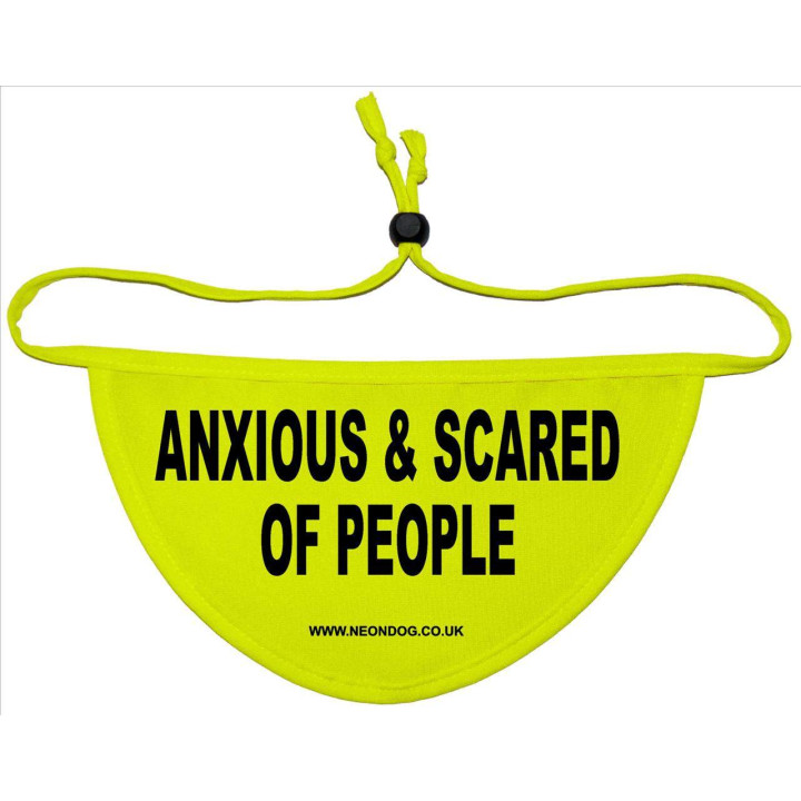 Anxious & Scared Of People  - Fluorescent Neon Yellow Dog Bandana