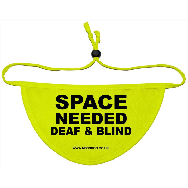 SPACE NEEDED DEAF AND BLIND - Fluorescent Neon Yellow Dog Bandana