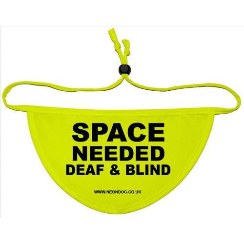 SPACE NEEDED DEAF AND BLIND - Fluorescent Neon Yellow Dog Bandana