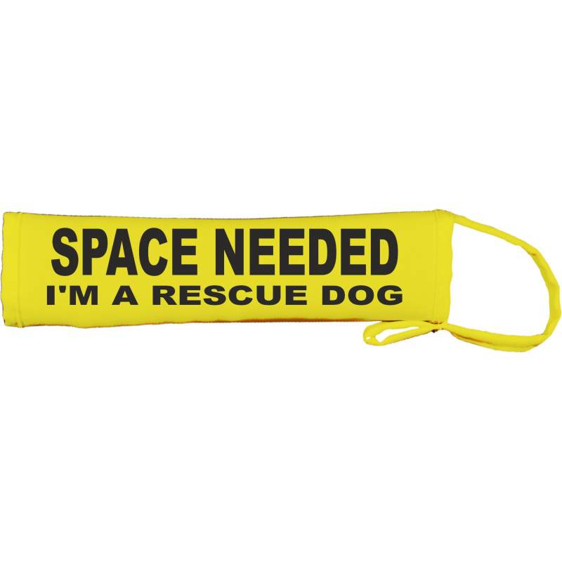 SPACE NEEDED I'M A RESCUE DOG - Fluorescent Neon Yellow Dog Lead Slip