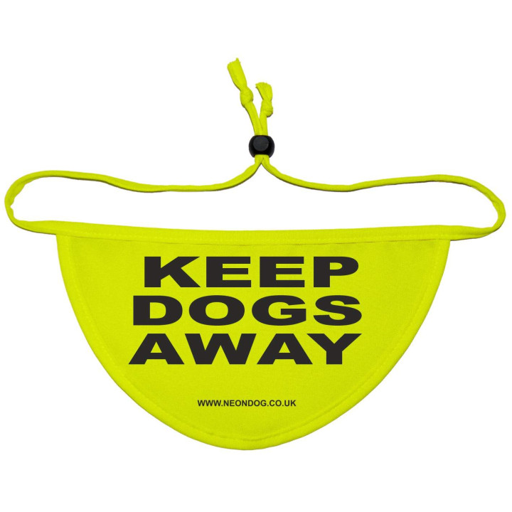 KEEP DOGS AWAY - Fluorescent Neon Yellow Dog Bandana