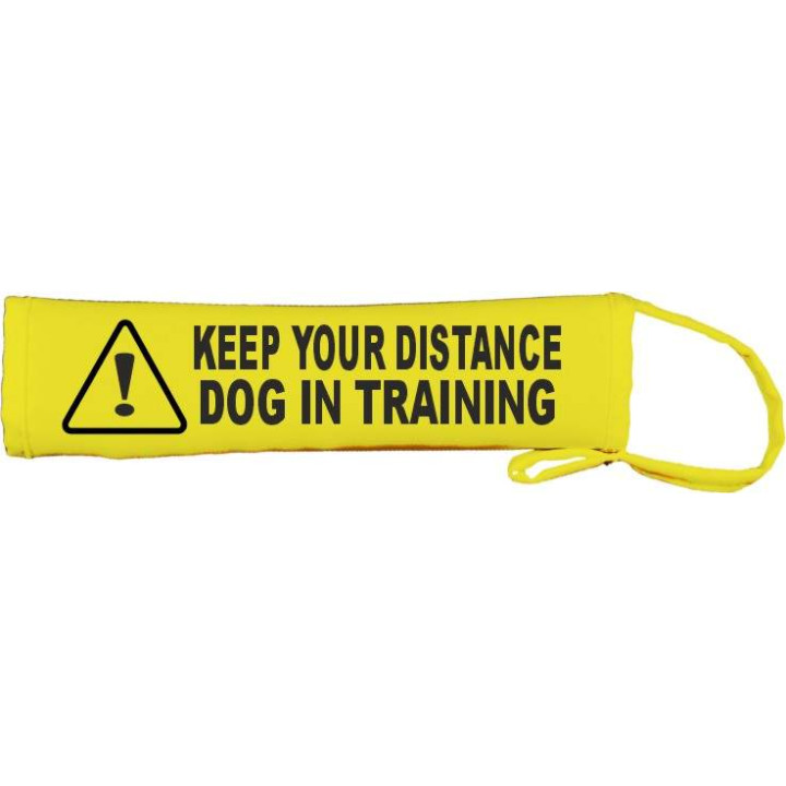 Warning: Keep Your Distance - Dog In Training - Fluorescent Neon Yellow Dog Lead Slip