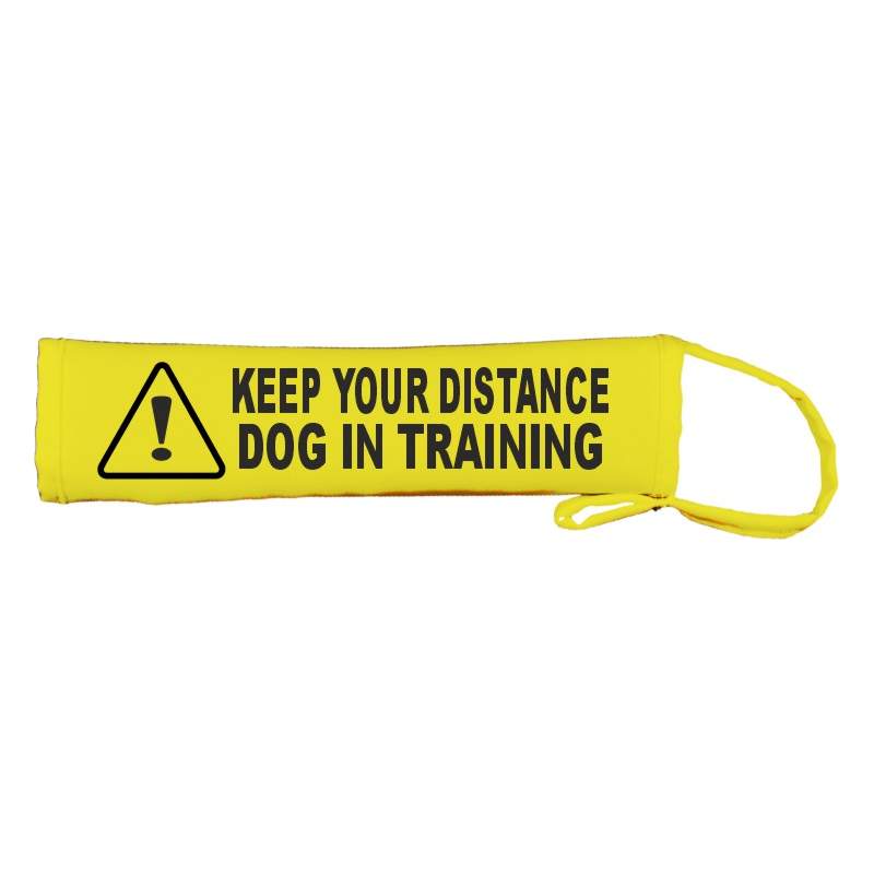 Warning: Keep Your Distance - Dog In Training - Fluorescent Neon Yellow Dog Lead Slip