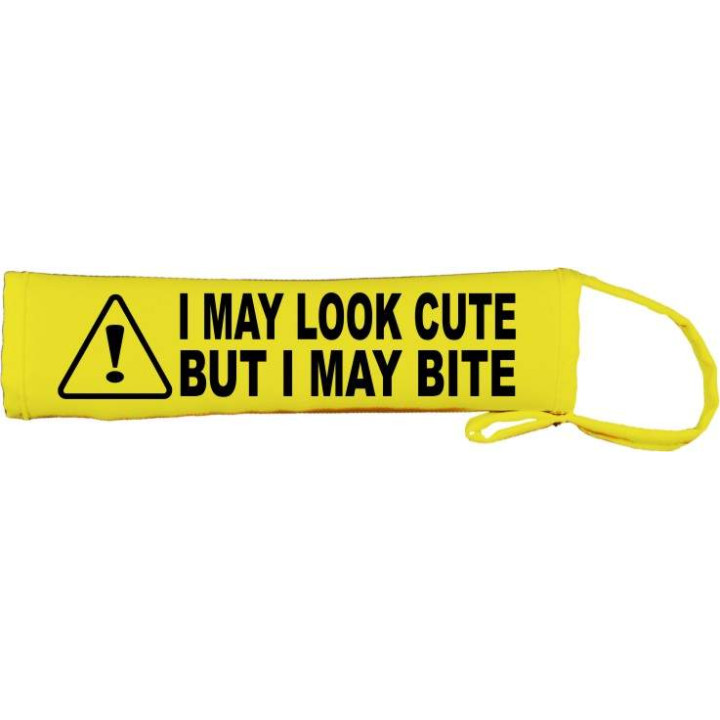 Warning! I May Look Cute But I May Bite - Fluorescent Neon Yellow Dog Lead Slip