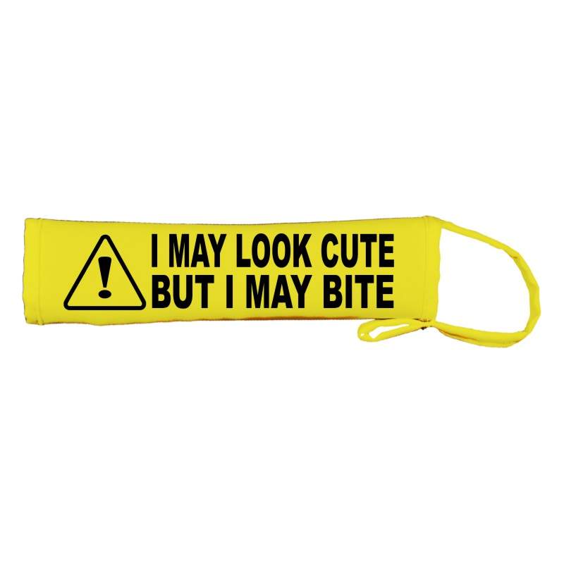 Warning! I May Look Cute But I May Bite - Fluorescent Neon Yellow Dog Lead Slip