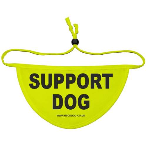 SUPPORT DOG - Fluorescent Neon Yellow Dog Bandana