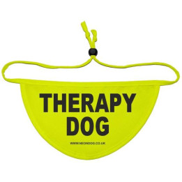 Therapy Dog  Fluorescent Neon Yellow Dog Bandana