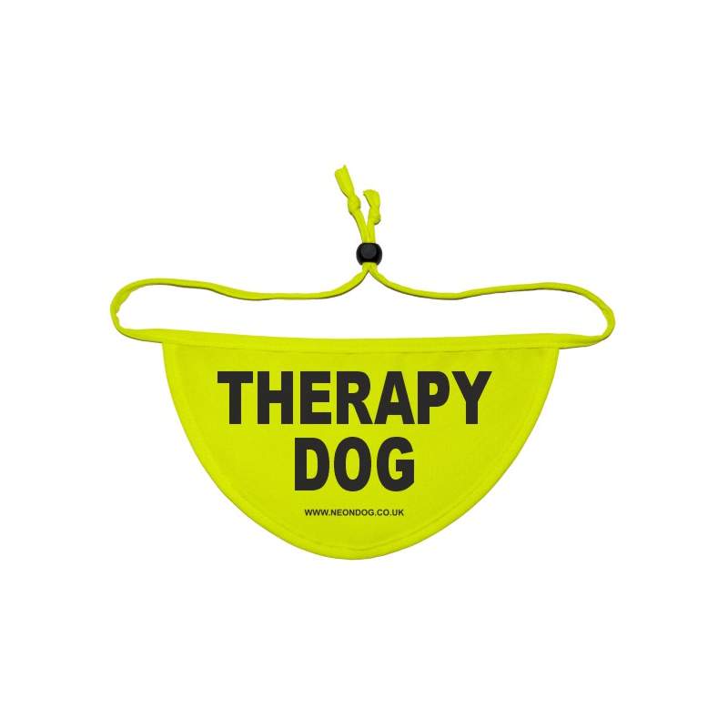 Therapy Dog Fluorescent Neon Yellow Dog Bandana