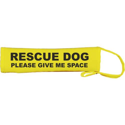 RESCUE DOG PLEASE GIVE ME SPACE - Fluorescent Neon Yellow Dog Lead Slip