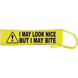caution! I May Look Nice But I May Bite - Fluorescent Neon Yellow Dog Lead Slip