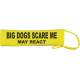 BIG DOGS SCARE ME - MAY REACT- Fluorescent Neon Yellow Dog Lead Slip