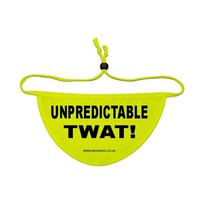 Unpredictable Twat! - Fluorescent Neon Yellow Dog Bandana