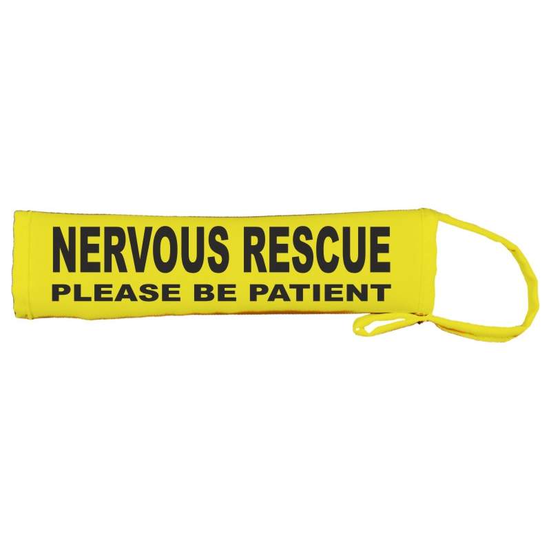 Nervous Rescue - Please be patient - Fluorescent Neon Yellow Dog Lead Slip