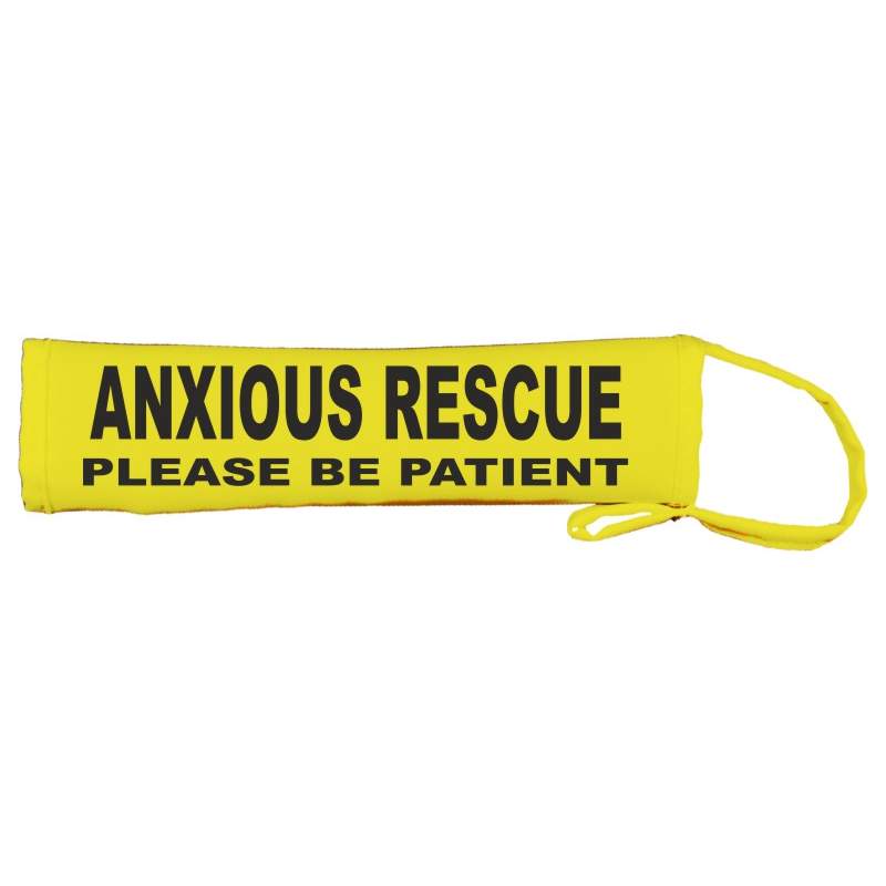 ANXIOUS RESCUE - Please be patient - Fluorescent Neon Yellow Dog Lead Slip