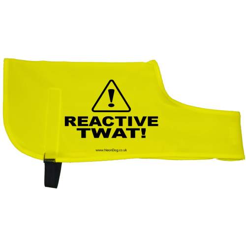Caution Reactive Twat - Fluorescent Neon Yellow Dog Coat Jacket