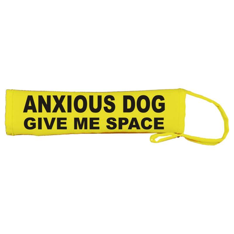 ANXIOUS DOG GIVE ME SPACE Fluorescent Neon Yellow Dog Lead Slip
