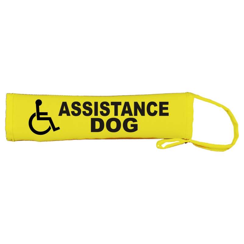 Assistance Dog - with wheelchair icon - Fluorescent Neon Yellow Dog Lead Slip
