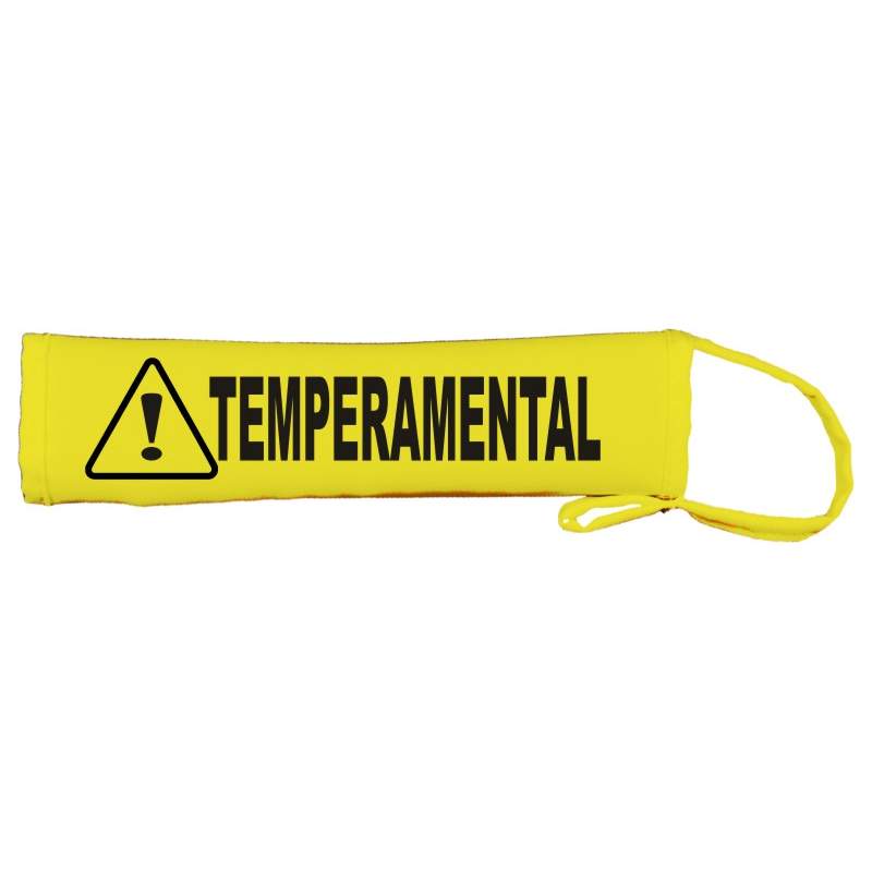 Warning Temperamental Dog - Fluorescent Neon Yellow Dog Lead Slip