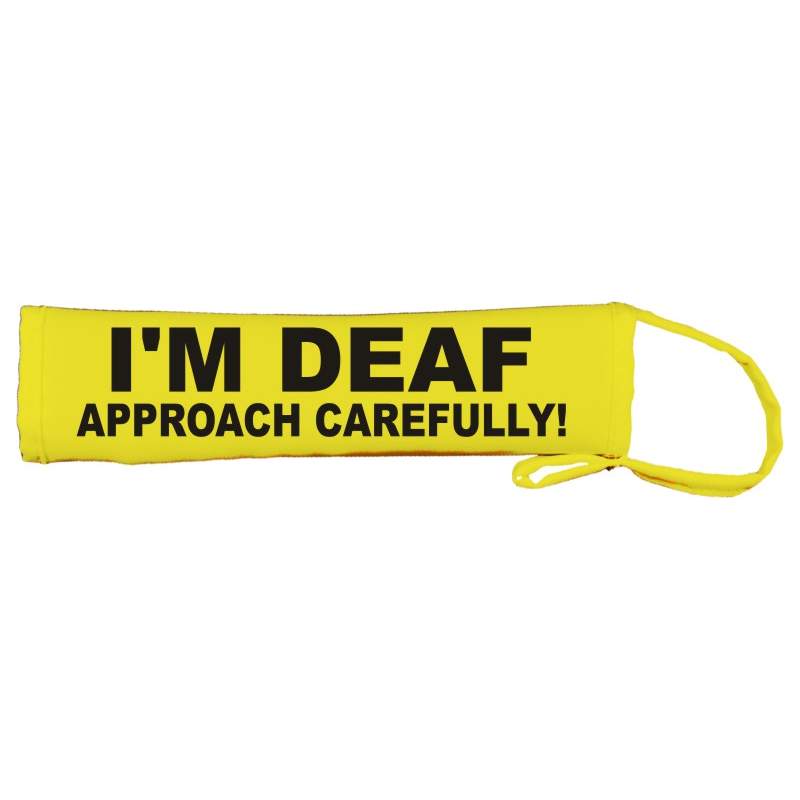 Approach Carefully I'm Deaf - Fluorescent Neon Yellow Dog Lead Slip