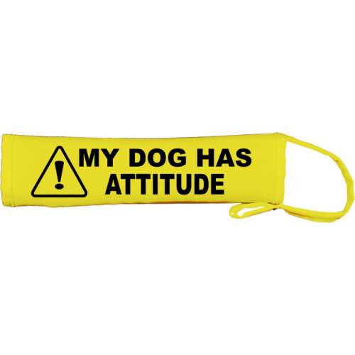 Caution My Dog Has Attitude- Fluorescent Neon Yellow Dog Lead Slip