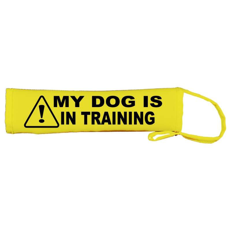 Caution My Dog Is In Training - Fluorescent Neon Yellow Dog Lead Slip