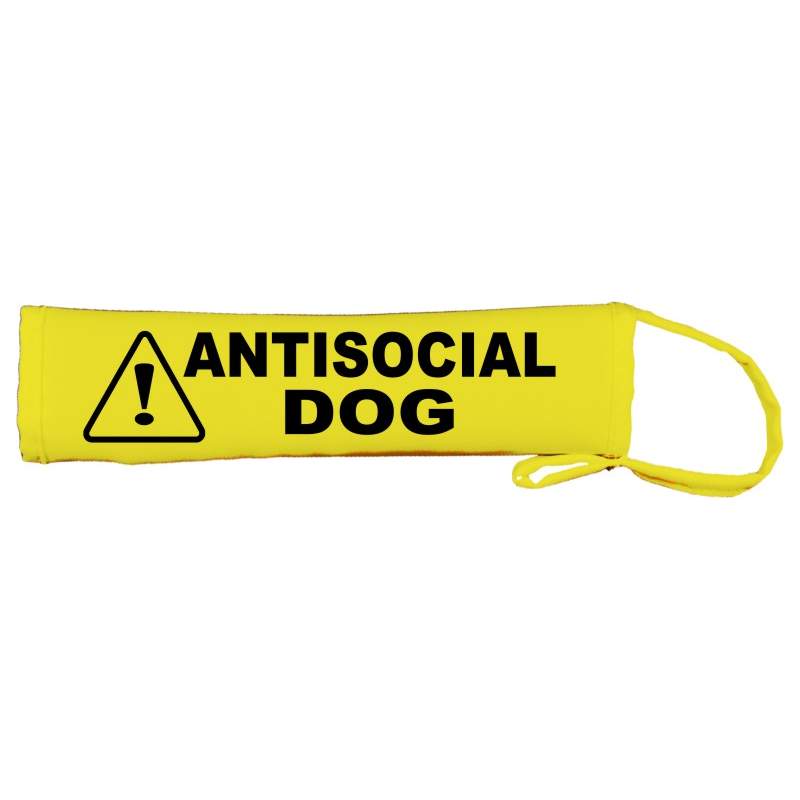 Caution Antisocial Dog - Fluorescent Neon Yellow Dog Lead Slip