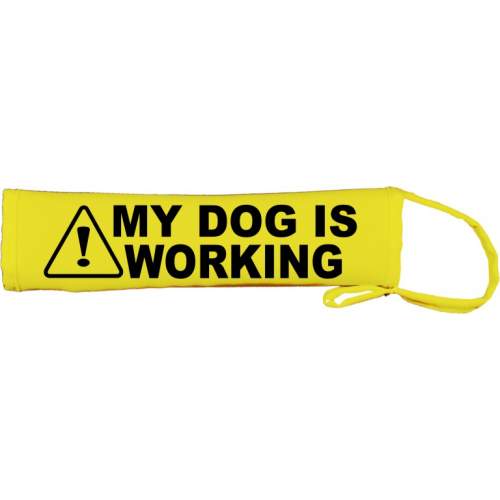 Caution My Dog Is Working- Fluorescent Neon Yellow Dog Lead Slip