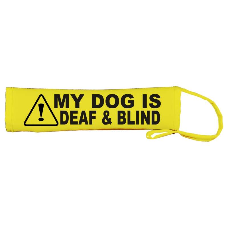 Caution My Dog Is Deaf & Blind - Fluorescent Neon Yellow Dog Lead Slip