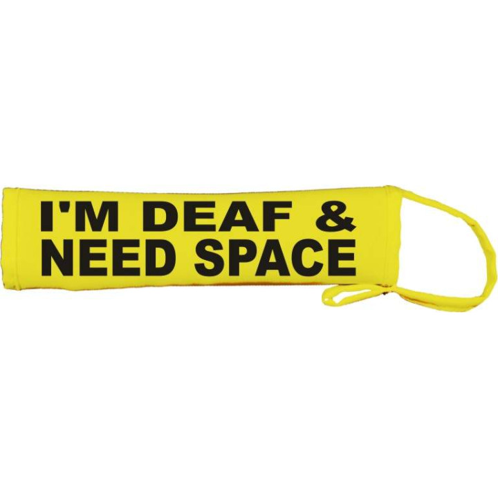 I'm Deaf & Need Space - Fluorescent Neon Yellow Dog Lead Slip