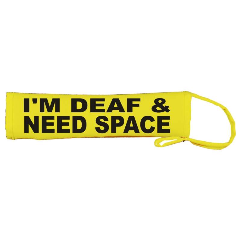 I'm Deaf & Need Space - Fluorescent Neon Yellow Dog Lead Slip