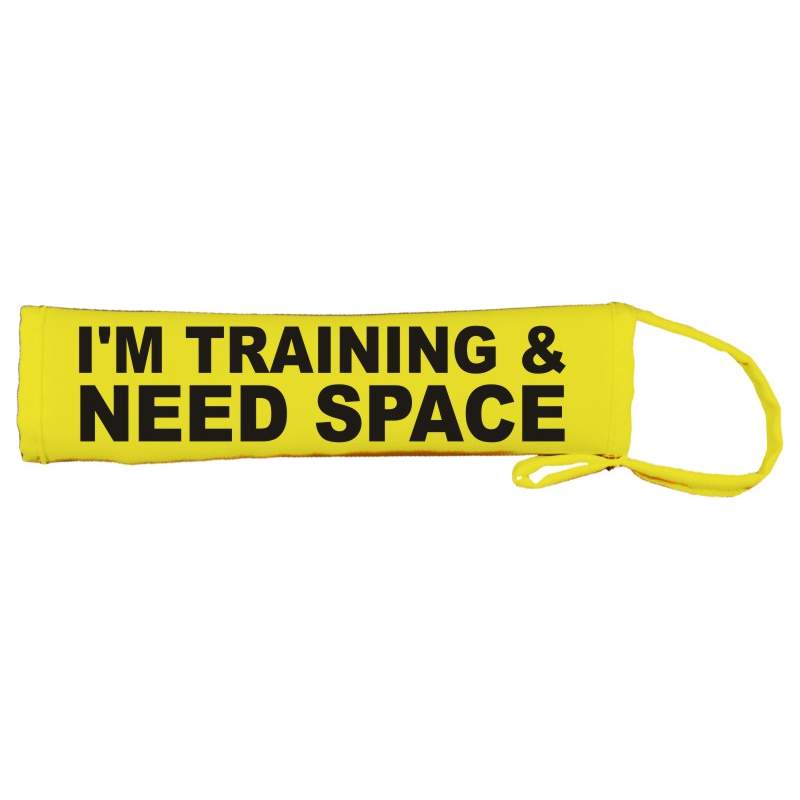 I'm training & Need Space - Fluorescent Neon Yellow Dog Lead Slip