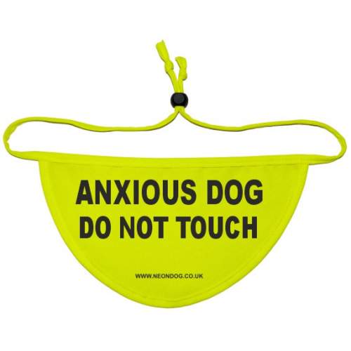 Anxious Dog Do Not Touch - Fluorescent Neon Yellow Dog Bandana