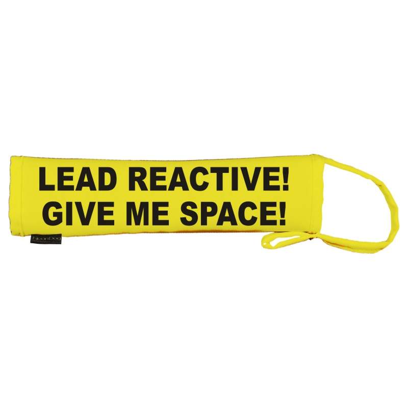 LEAD REACTIVE! GIVE ME SPACE! - Fluorescent Neon Yellow Dog Lead Slip