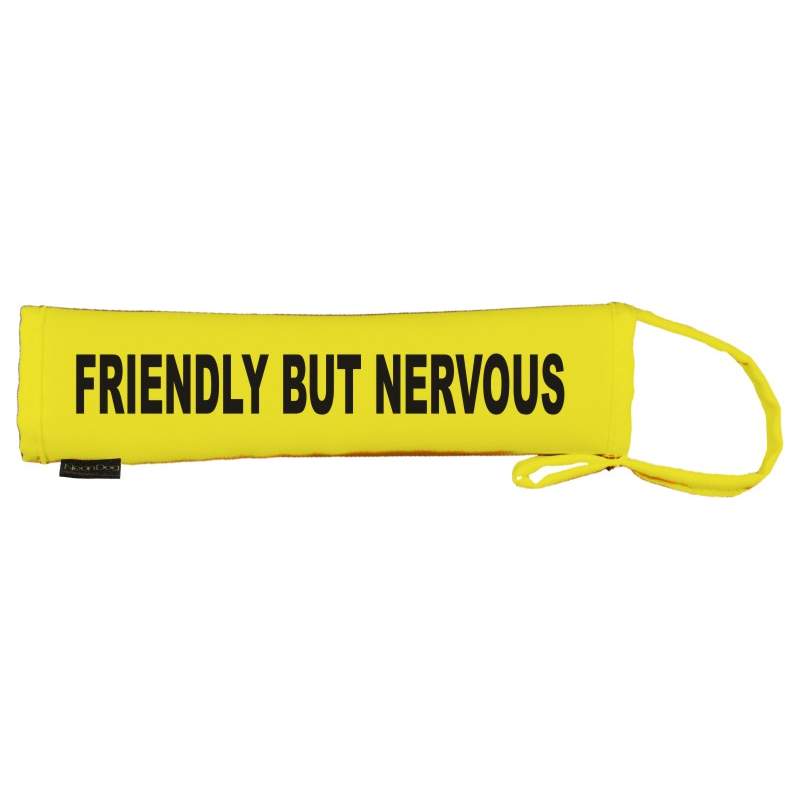 FRIENDLY BUT NERVOUS - Fluorescent Neon Yellow Dog Lead Slip