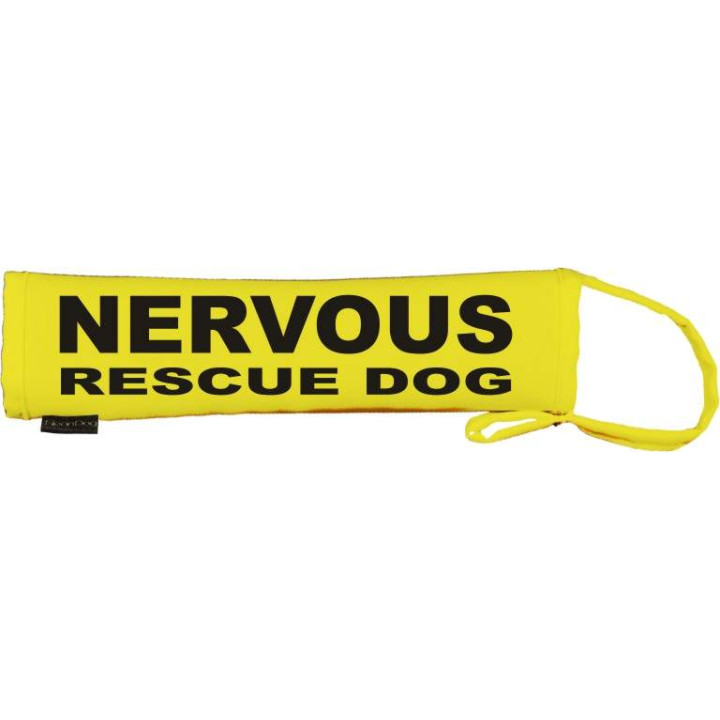 NERVOUS - RESCUE DOG - Fluorescent Neon Yellow Dog Lead Slip