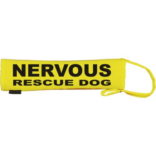 NERVOUS - RESCUE DOG - Fluorescent Neon Yellow Dog Lead Slip