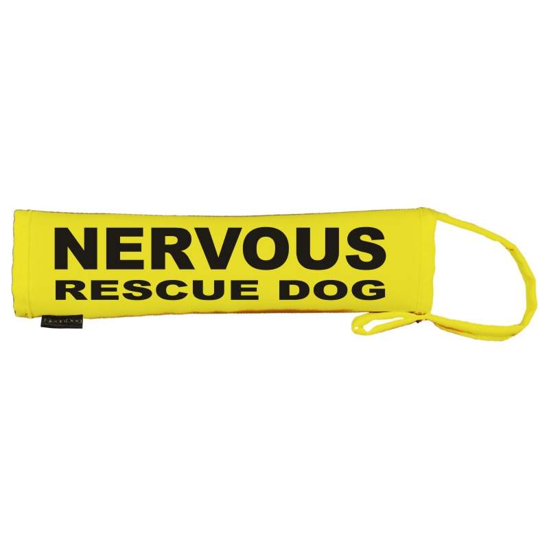 NERVOUS - RESCUE DOG - Fluorescent Neon Yellow Dog Lead Slip