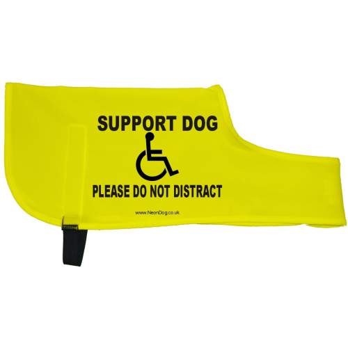 Support Dog Please do not distract - Fluorescent Neon Yellow Dog Coat Jacket
