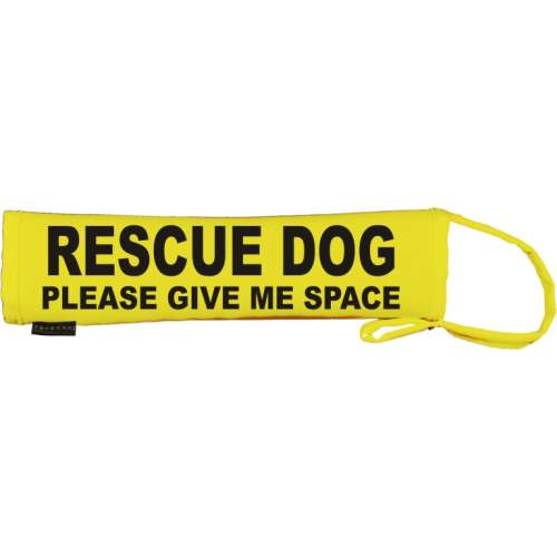 Rescue dog please give me space - Fluorescent Neon Yellow Dog Lead Slip