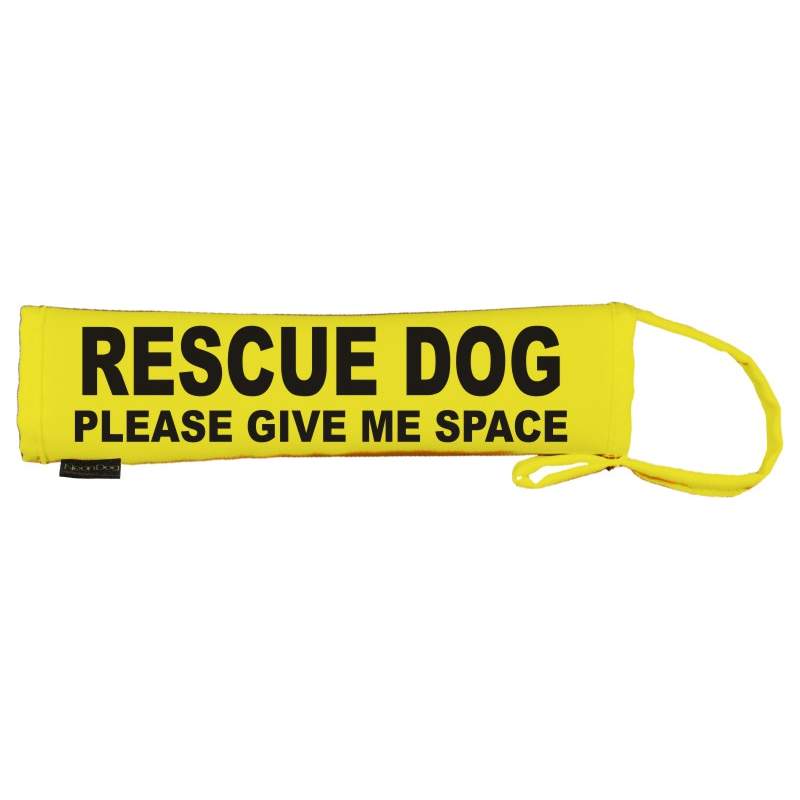 Rescue dog please give me space - Fluorescent Neon Yellow Dog Lead Slip