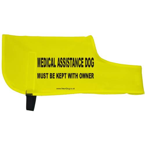 Medical assistance dog must be kept with owner - Fluorescent Neon Yellow Dog Coat Jacket