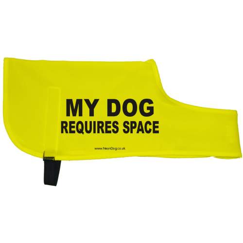 My Dog Requires Space - Fluorescent Neon Yellow Dog Coat Jacket