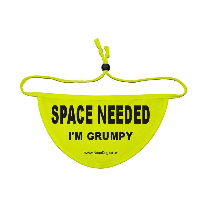 SPACE NEEDED I'M GRUMPY - Fluorescent Neon Yellow Dog Bandana