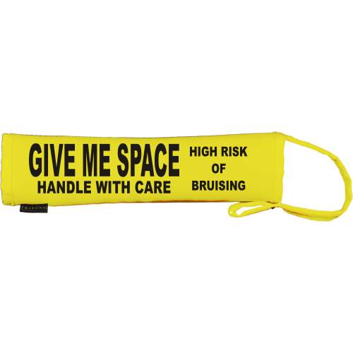Give me space Handle With Care - High Risk Of Bruising - Fluorescent Neon Yellow Dog Lead Slip