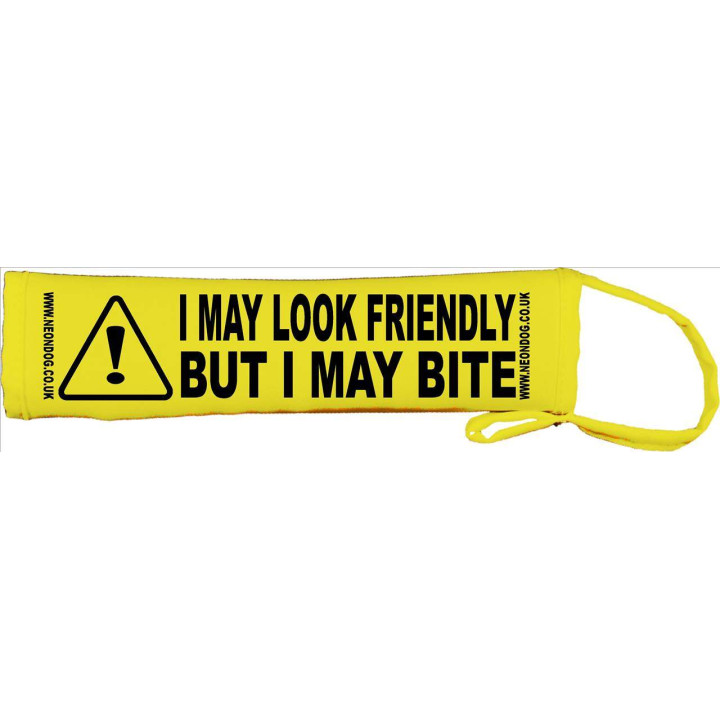 I May Look Friendly But I May Bite - Fluorescent Neon Yellow Dog Lead Slip