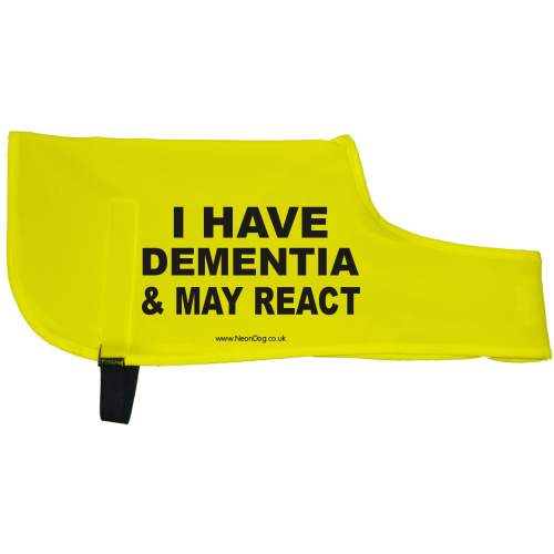 I Have Dementia & May react - Fluorescent Neon Yellow Dog Coat Jacket