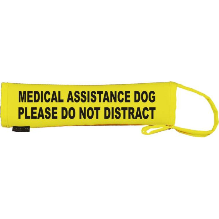 MEDICAL ASSISTANCE DOG PLEASE DO NOT DISTRACT - Fluorescent Neon Yellow Dog Lead Slip