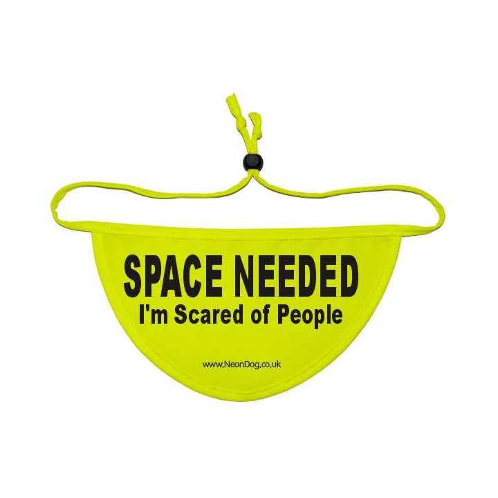 SPACE NEEDED I'M SCARED OF PEOPLE - Fluorescent Neon Yellow Dog Bandana