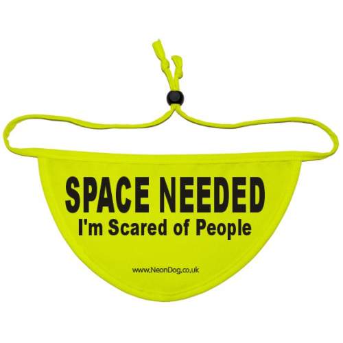 SPACE NEEDED I'M SCARED OF PEOPLE - Fluorescent Neon Yellow Dog Bandana